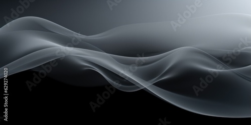 Abstract gray wave on black background. Flow liquid lines design element, generative ai