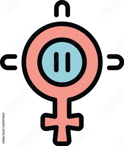 Woman menopause icon outline vector. Hormone health. Female balance color flat