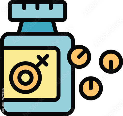 Menopause pills icon outline vector. Woman health. Female balance color flat