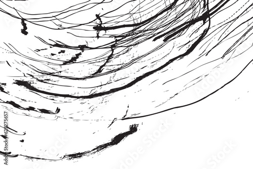 Monochromatic stop freeze frame of black and white grunge pencil doodle scribbles lines on white background. Coal line sketch. Vector.