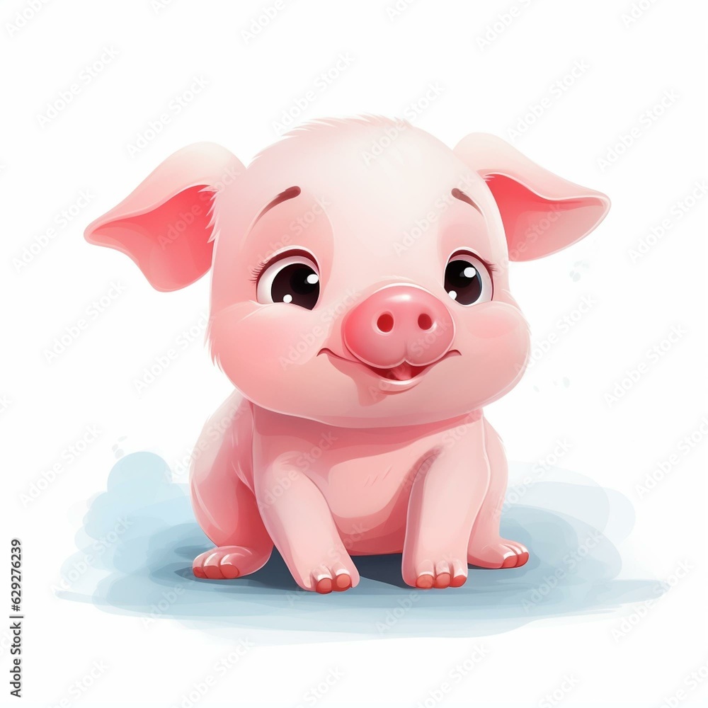 Naklejka premiumpig, clipart, cartoon, vector, white, background, 1690733841, 301985