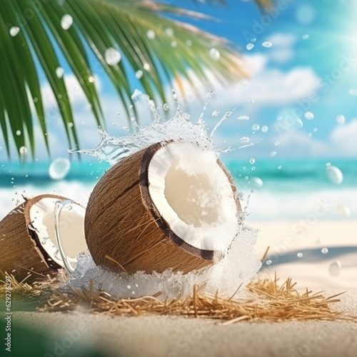 coconut on the beach Generative AI