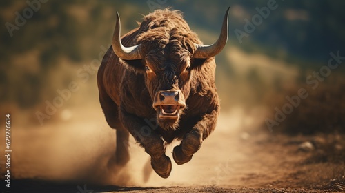 bull is angry in the forest