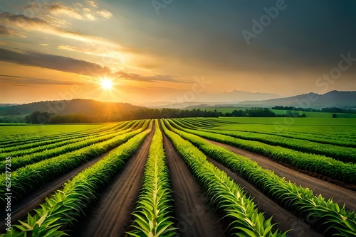 sunset over the field