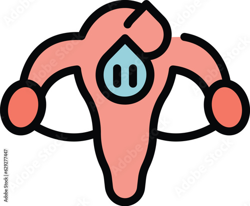 Vagina menopause icon outline vector. Hormone health. Female balance color flat