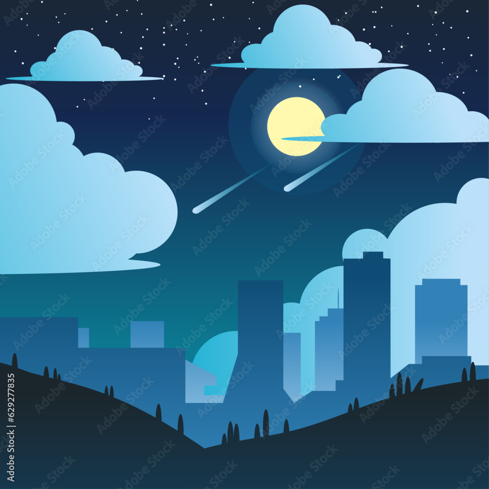 city in the night illustration