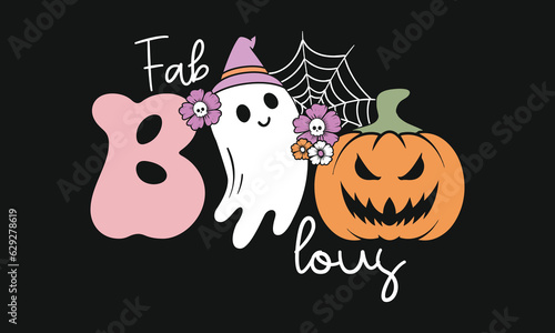 Fototapeta Naklejka Na Ścianę i Meble -  Halloween Pumpkin Boo Vector T-shirt Design