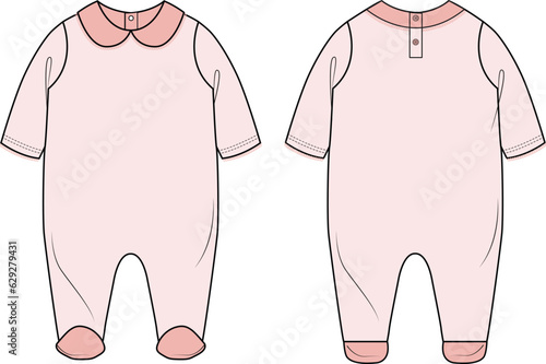 KIDS AND BABY GIRLS WEAR ROMPER PINAFORE DRESS VECTOR ILLUSTRATION