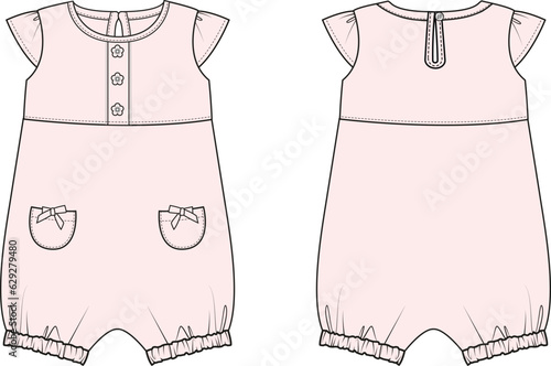 KIDS AND BABY GIRLS WEAR ROMPER PINAFORE DRESS VECTOR ILLUSTRATION