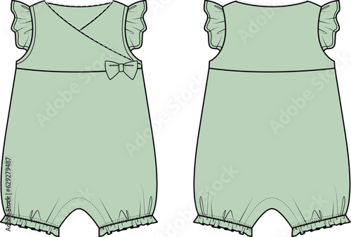 KIDS AND BABY GIRLS WEAR ROMPER PINAFORE DRESS VECTOR ILLUSTRATION
