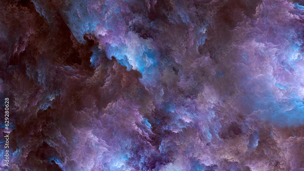 Abstract fractal background in the form of purple and blue clouds.  Space clouds