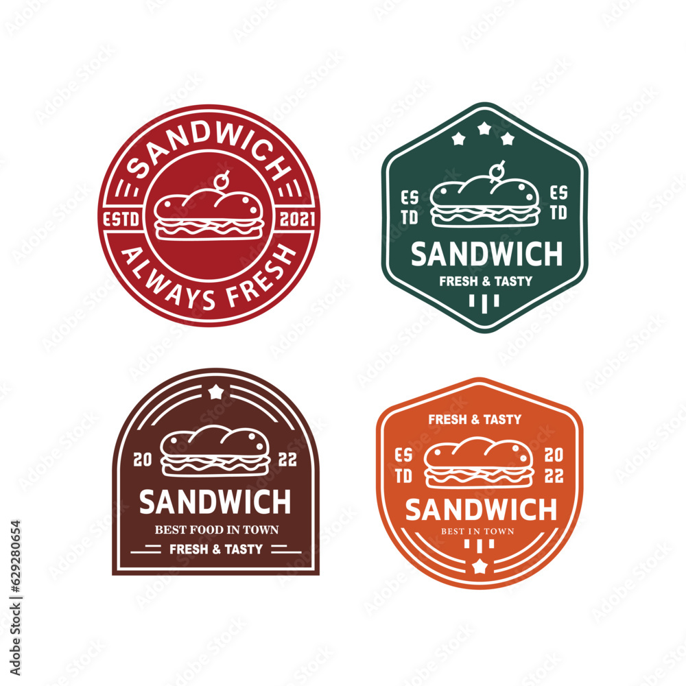 vintage logo Vector hipster sandwich kebab for food and cafe