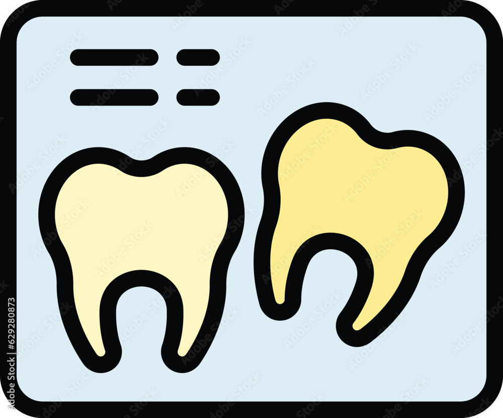 Xray teeth icon outline vector. Medical machine. Chest bone color flat Xray teeth icon outline vector. Medical machine. Chest bone color flat