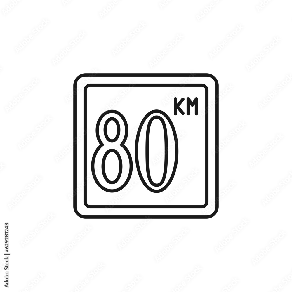 80km sign icon 80km sign icon