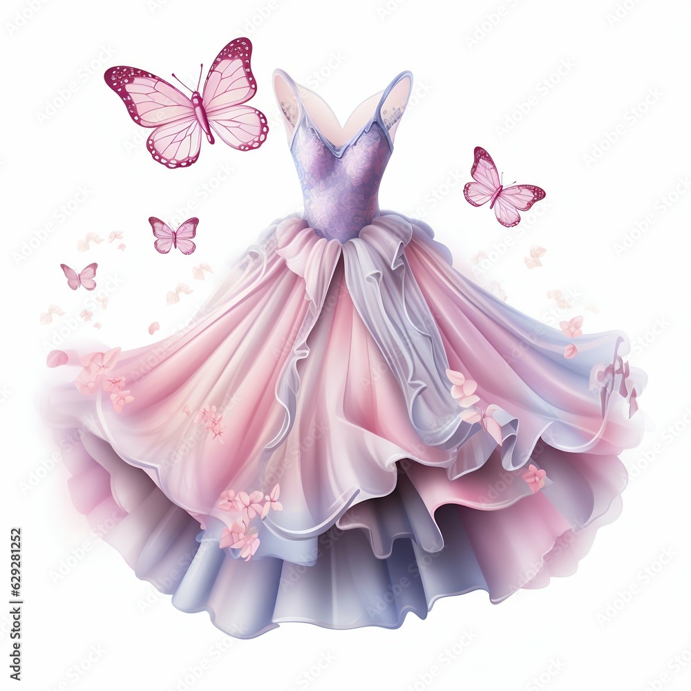 Pretty Fairy Dress Isolated on White Background. Generative ai