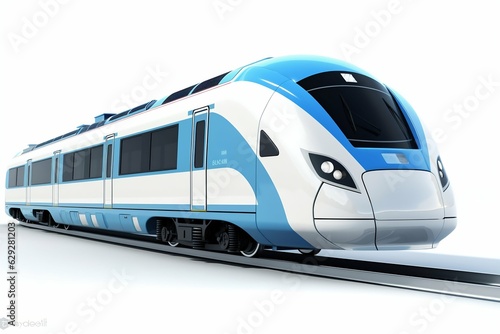 Modern Train Isolated on White Background. Generative ai