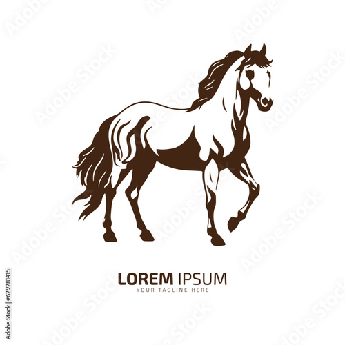 horse standing logo icon vector illustration design template silhouette isolated symbol yellow horse.