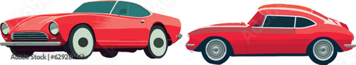  vector illustration of  red cars with a sleek and shiny appearance. the car’s elegance, speed and design in a simple and realistic way. ideal for your automotive, transportation or lifestyle projects