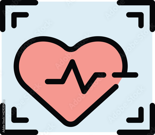 Heart rate icon outline vector. Beat pulse. Cardiac life color flat