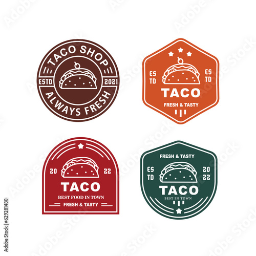 vintage logo minimalis taco for food and cafe icon template vector