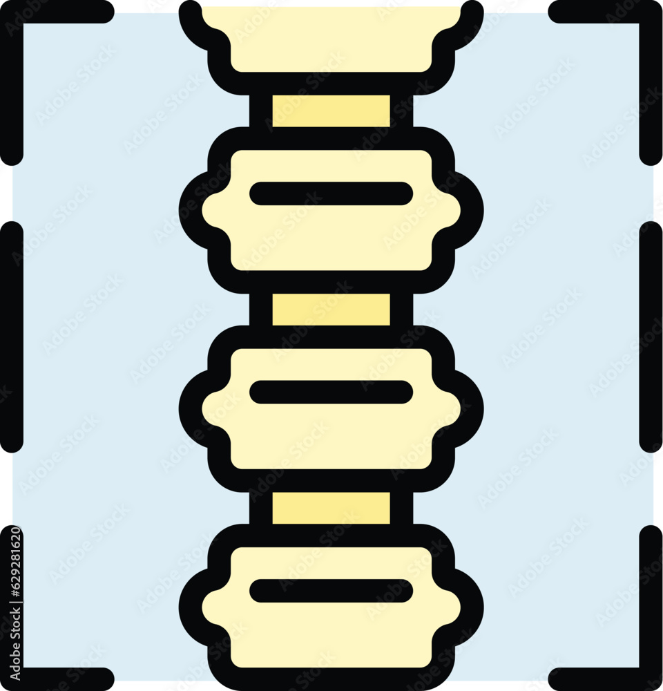 Xray spine image icon outline vector. Medical machine. Chest bone color flat Xray spine image icon outline vector. Medical machine. Chest bone color flat