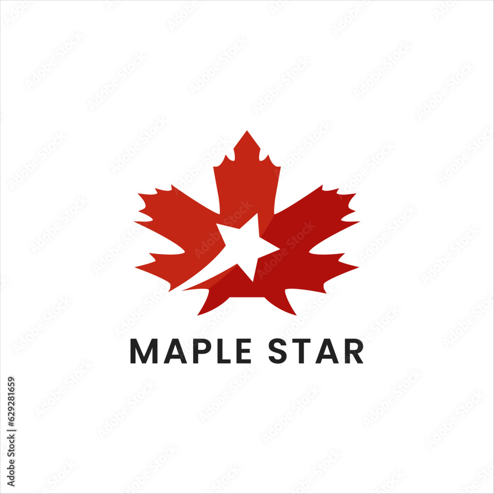 maple leaf and star icon logo design maple leaf and star icon logo design