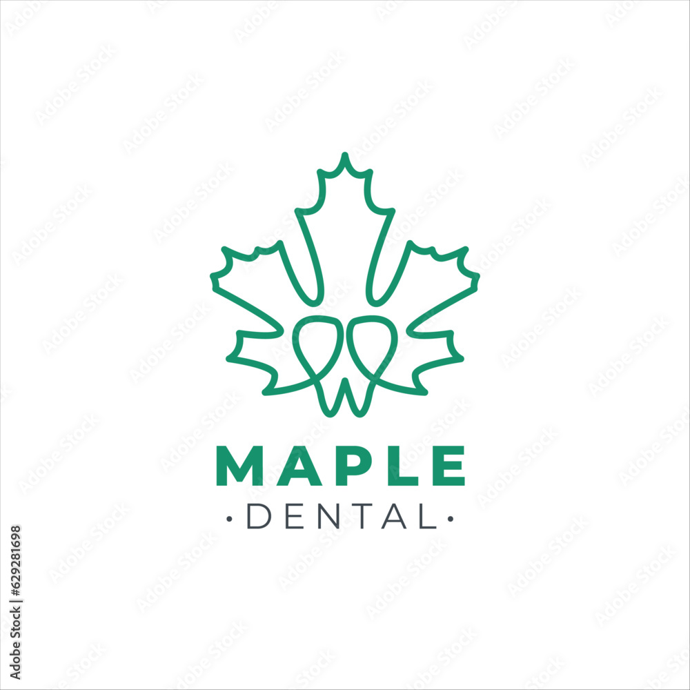 maple leaf dental icon logo illustration maple leaf dental icon logo illustration