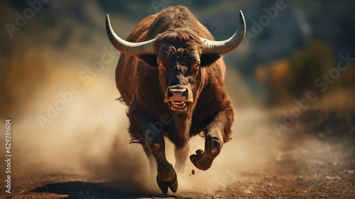 bull is angry in the forest