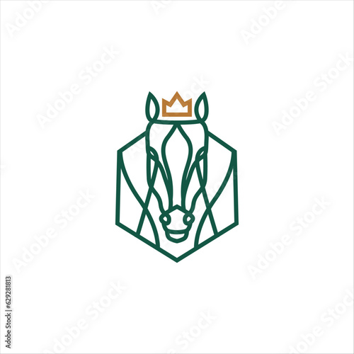 vector luxury royal horse minimalist line logo design