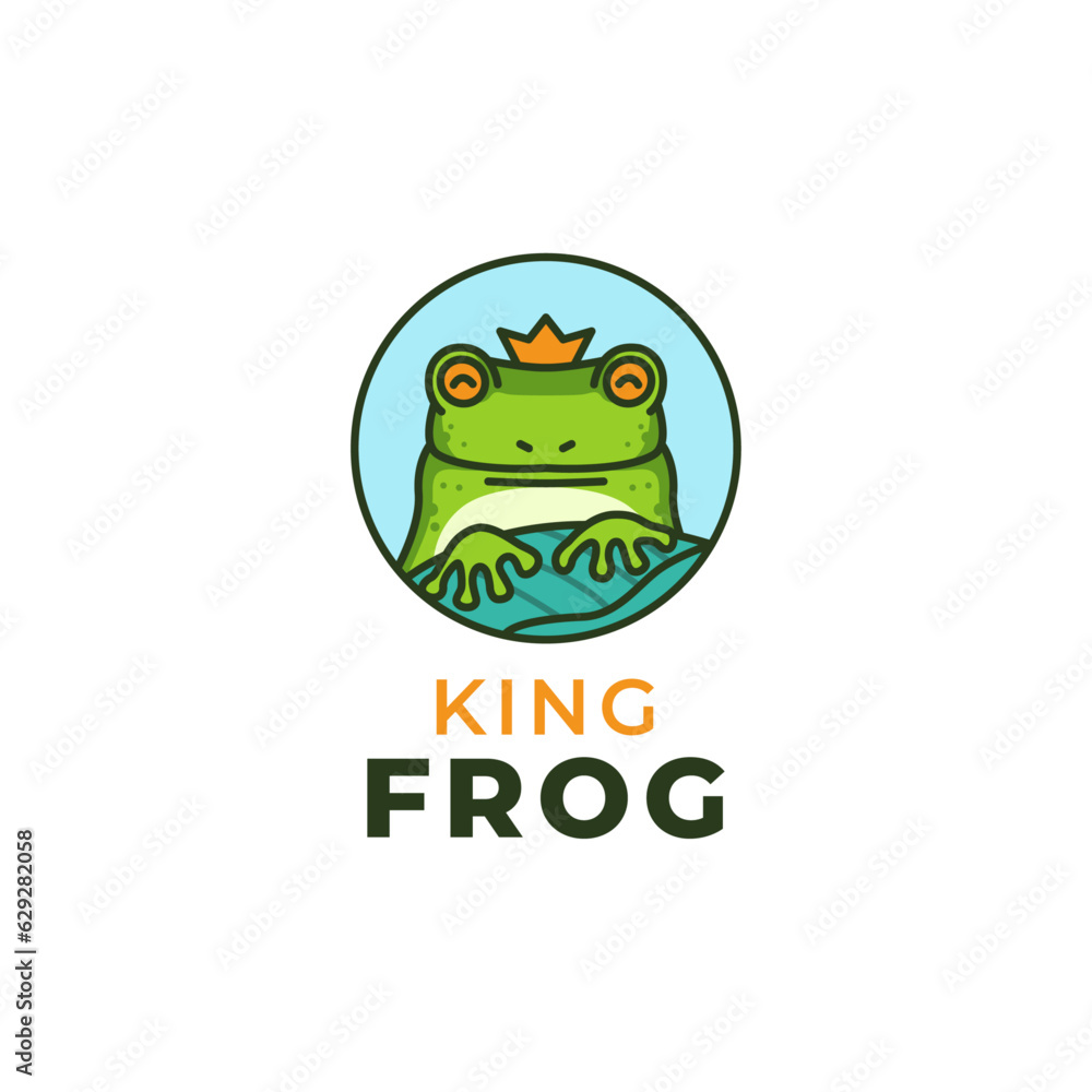 creative king frog round icon logo illustration creative king frog round icon logo illustration