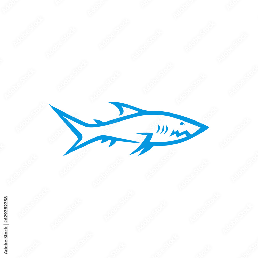 vector shark line art logo design