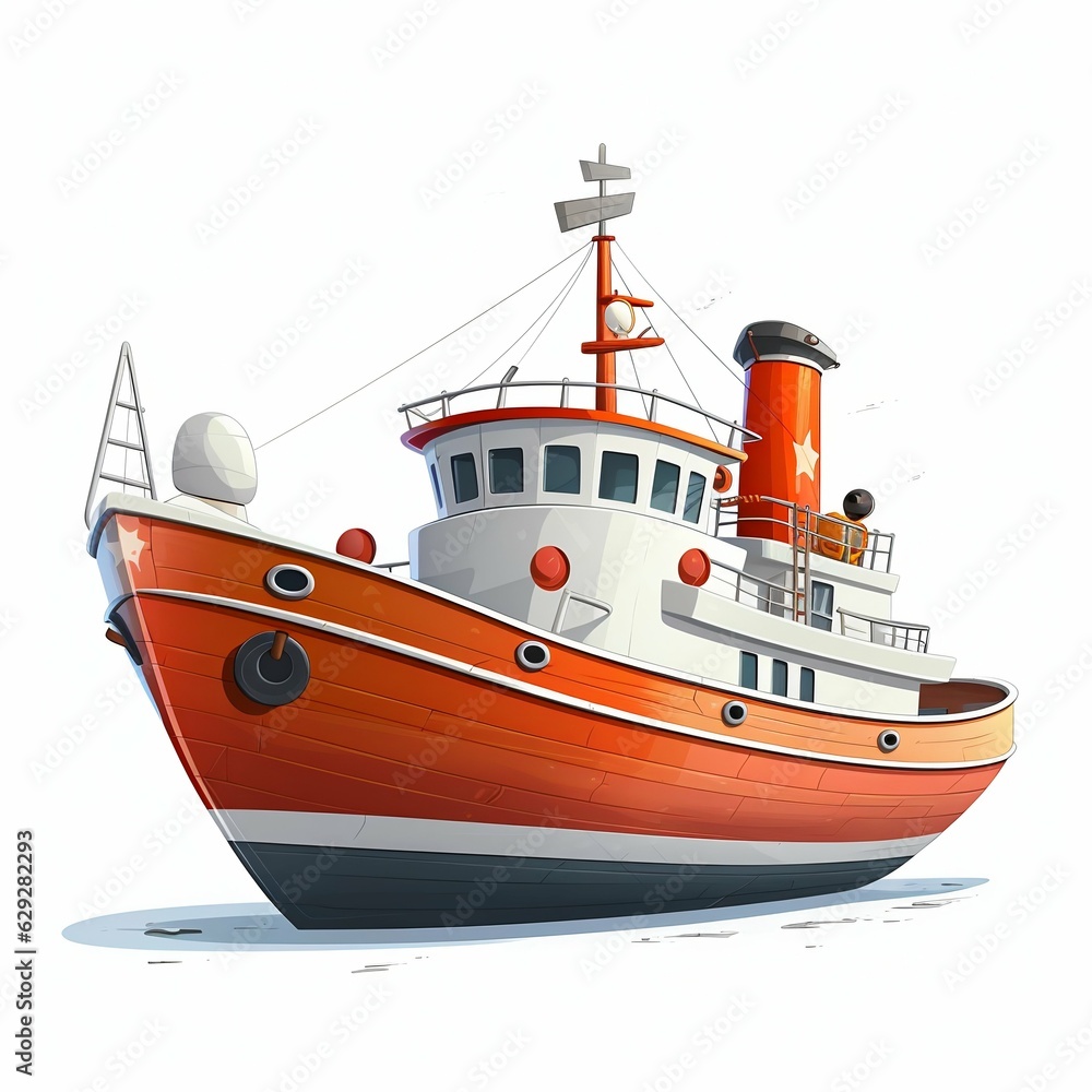 Fototapeta premium Ship Isolated on White Background. Generative ai