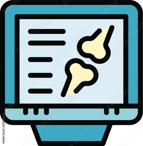 Xray image bone icon outline vector. Medical machine. Health mri color flat