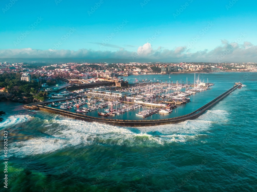 Naklejka premium Aaerial view of the port in Cascais, Portugal
