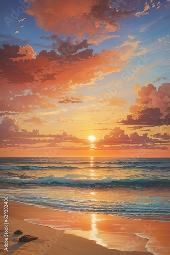 sunset on the beach © Artworld AI