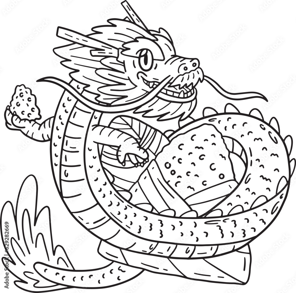 Year of the Dragon and Bamboo Rice Cake Isolated Year of the Dragon and Bamboo Rice Cake Isolated