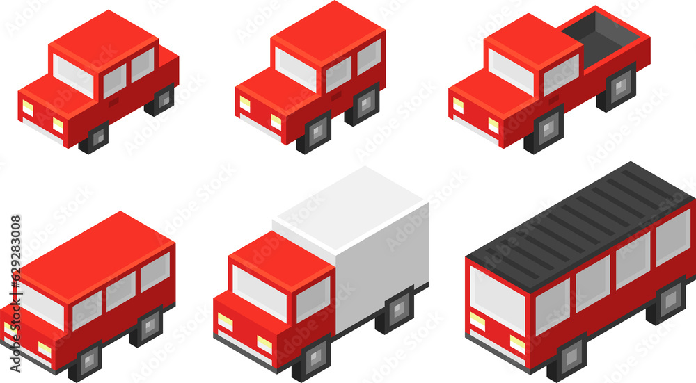 Isometric 3d vehicles set Isometric 3d vehicles set
