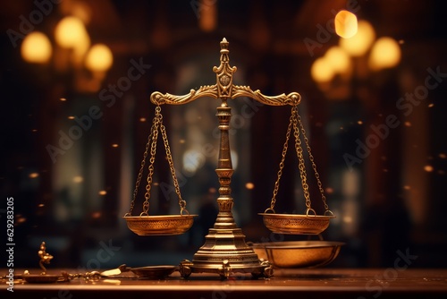 Law and Justice concept. Scales of justice. Law theme. Generative AI.