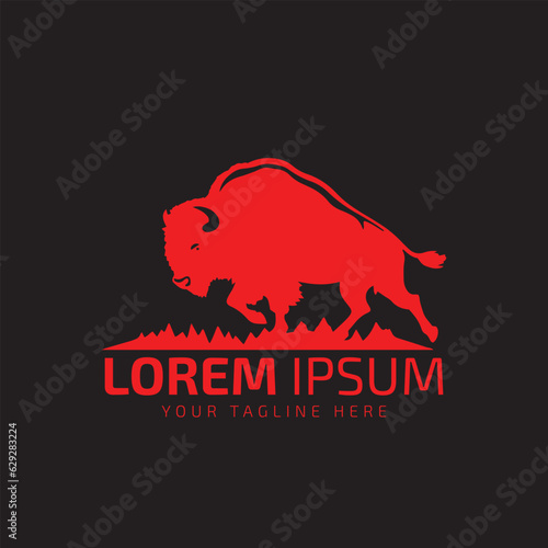 bull logo icon silhouette bison, ox logo symbol style bull vector design.
