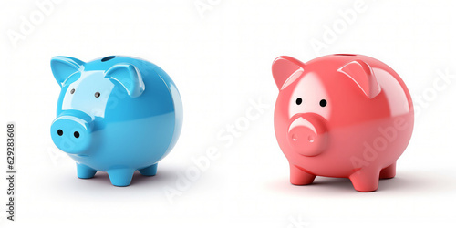Piggy bank on a white background. 3D illustration. Generative AI.