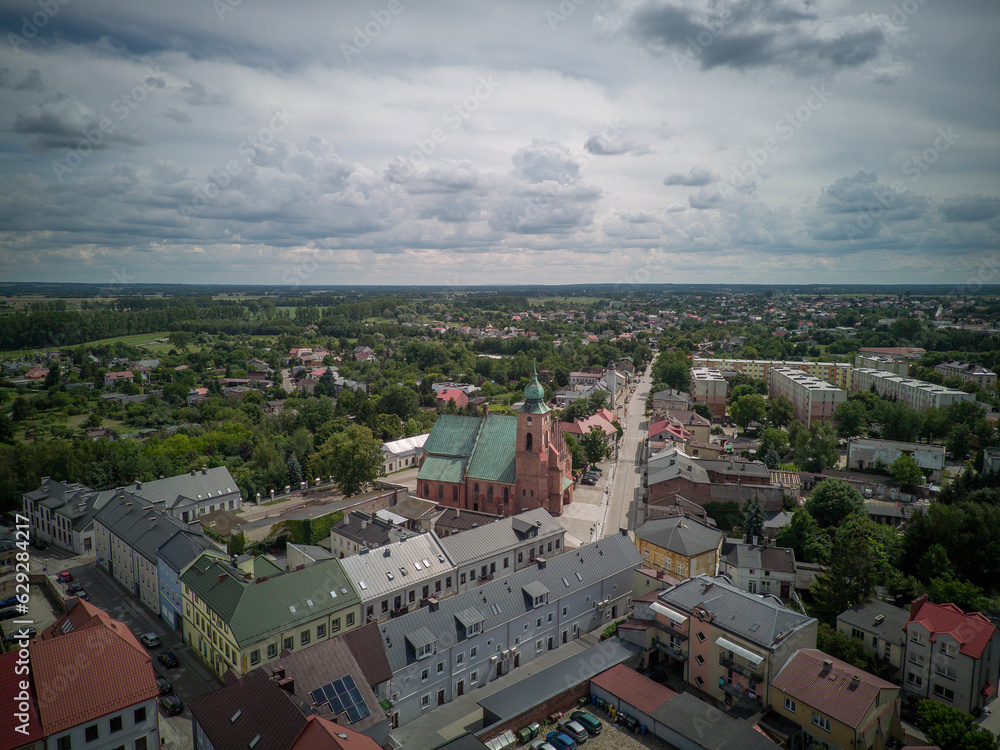View of the old town in Sieradz, Poland.