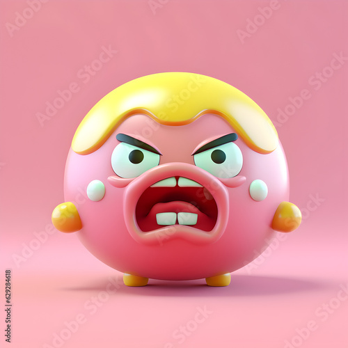 3d of angry kawaii expression