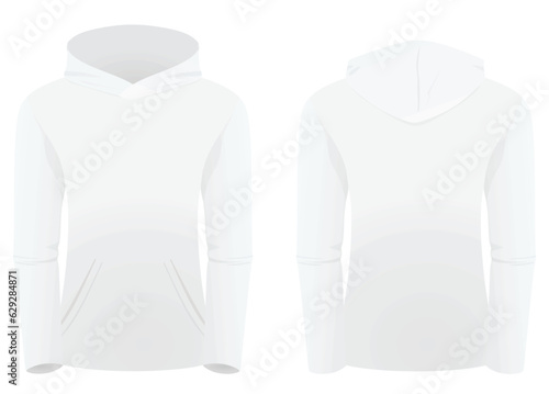 Woman white hoodie. vector illustration