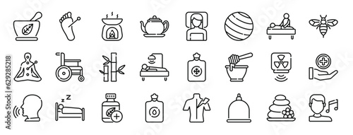 Fotografija set of 24 outline web theraphy icons such as herbal, acupuncture, aromatherapy,