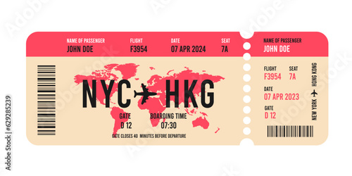 Airline ticket template isolated illustration