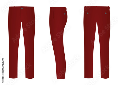 Red chino pants. vector illustration