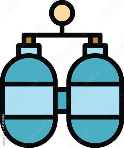 Oxygen tanks icon outline vector. Concentrator equipment. Oximeter therapy color flat