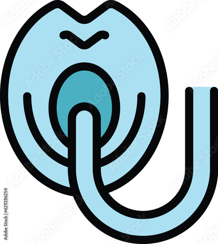Oxygen mask icon outline vector. Medical concentrator. Home equipment color flat