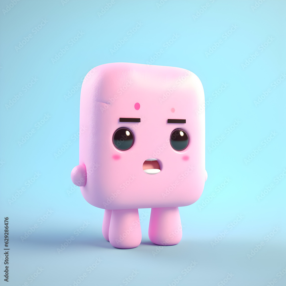 Pastel 3d illustration of cute kawaii Pastel 3d illustration of cute kawaii
