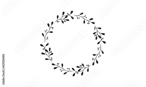Wreath Hand drawn round frame invitations postcards greeting cards quotes logos posters Vector illustration